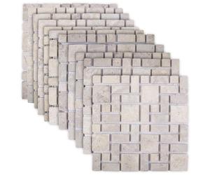 vidaXL, carreaux de mosaïque crème, 30 x 30 cm, marbre
