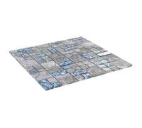 vidaXL Carreaux de mosaïque, 11 pièces, gris et bleu, 50 x 50 cm, verre