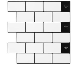vidaXL Carrelage métro, 20 pièces, blanc et noir, 30 x 30 cm