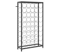 vidaXL Casier à Bouteilles de 45 Bouteilles, Étagère à Vin avec Rangement, Armoire à Vin, Porte-Bouteilles de Cuisine, Noir 54x18x100cm Fer Forgé
