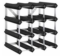 vidaXL Casier à bouteilles pour 12 bouteilles Bois de pin solide Noir Intérieur