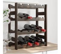 vidaXL Casier à bouteilles pour 16 bouteilles noir bois pin solide