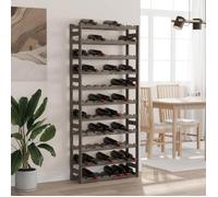 vidaXL Casier à bouteilles pour 77 bouteilles – Étagère à vin moderne, gris bois de pin solide