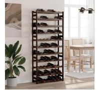 vidaXL Casier à bouteilles – Étagère à vin 77 bouteilles, pin massif noir, moderne