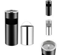 vidaXL Cendrier sur pied 30 L acier noir - Poubelles & poubelles