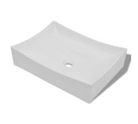 vidaXL céramique porcelaine lavabo haute brillance blanc