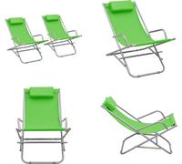 vidaXL Chaise à bascule 2 pcs. acier vert - Chaise à bascule - Chaises à bascule - Chaises longues