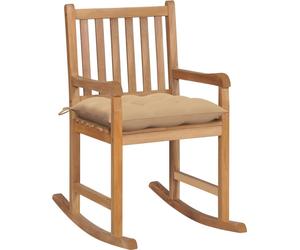vidaXL Chaise à bascule avec coussin beige en teck massif