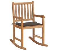 vidaXL Chaise à bascule avec coussin Taupe bois massif teck