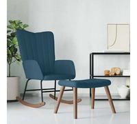 vidaXL Chaise à bascule avec repose-pied Bleu Velours