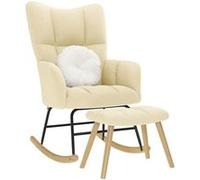 vidaXL Chaise à bascule avec repose-pied Crème Tissu, chaise, chaise de relaxation, fauteuil relax, chaise de salon, 4016807 Beige G
