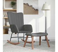 vidaXL Chaise à bascule avec repose-pied Gris foncé Velours
