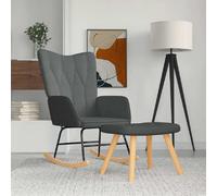 vidaXL Chaise à bascule avec repose-pied - Gris foncé