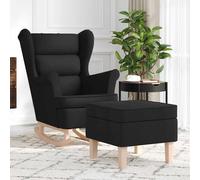 vidaXL Chaise à bascule avec repose-pied Noir Tissu