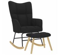 vidaXL Chaise à bascule avec repose-pied Noir Tissu, chaise, chaise de relaxation, fauteuil relax, chaise de salon, bascule,