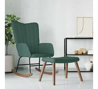 vidaXL Chaise à bascule avec repose-pied Vert foncé Velours