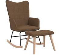 vidaXL Chaise à bascule avec tabouret Marron Tissu Brun G