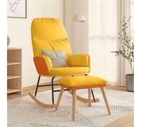 vidaXL Chaise à Bascule avec Tabouret Siège de Relaxation Chaise de Salon Fauteuil de Relaxation Meuble de Salle de Séjour Jaune Moutarde Tissu 3097407 Jaune