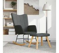 Vidaxl Chaise à bascule Avec Tabouret Gris Foncé Tissu