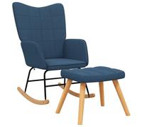 vidaXL Chaise à bascule avec tabouret – Fauteuil de salon en tissu bleu