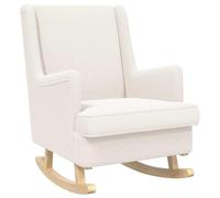 vidaXL Chaise à Bascule Crème 62 x 80 x 85 cm Tissu en Laine de Mouton, Chaise Berçante Moderne, Fauteuil Doux avec Coussins, Style Détente Élégant pour Intérieur, Mobilier Relax