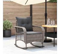 vidaXL Fauteuil à bascule de jardin avec coussin Gris Poly Rattan
