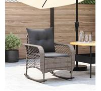 vidaXL Fauteuil à bascule de jardin avec coussin Gris Poly Rattan