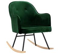 vidaXL Chaise à Bascule Fauteuil à Bascule de Salon Meuble de Salle de Séjour Siège de Salon Maison Intérieur Patio Extérieur Vert Foncé Velours