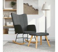 Vidaxl Chaise à bascule Avec Tabouret Gris Foncé Tissu
