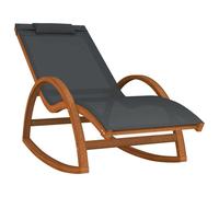 vidaXL Chaise à bascule en textilène gris, bois massif de peuplier