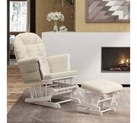 vidaXL Chaise berçante avec repose-pied Blanc crème Tissu