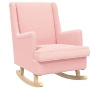 vidaXL Chaise à Bascule Rose 62 x 80 x 85 cm Tissu en Laine de Mouton, Chaise Berçante Moderne, Fauteuil Doux avec Coussins, Style Détente Élégant pour Intérieur, Mobilier Relax