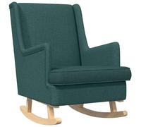 vidaXL Chaise à Bascule Vert foncé 62 x 80 x 85 cm Tissu, Fauteuil à Bascule rembourré, siège Chic avec accoudoirs en Bois, Design Moderne pour se détendre en Salon, Chambre