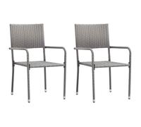 vidaXL Chaises de jardin empilables 2 pcs. Polyrattan Gris