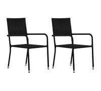 vidaXL Chaise à dîner de jardin empilable lot de 2 noir résine tressée, chaise à dîner d'extérieur, chaise de patio, 318698