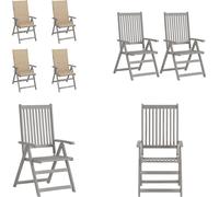 vidaXL Chaise à haut dossier Réglable 4 pcs. avec coussins Bois massif Acacia - Chaise de jardin - Chaise