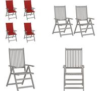 vidaXL Chaise à haut dossier Réglable 4 pcs. avec coussins Bois massif Acacia - Chaise de jardin - Chaise