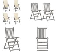 vidaXL Chaise à haut dossier Réglable 4 pcs. avec coussins Bois massif Acacia - Chaise de jardin - Chaise