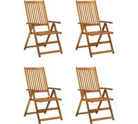 vidaXL Chaise à haut dossier Réglable 4 pièces avec coussins Bois massif Acacia