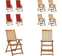 vidaXL Chaise à haut dossier Réglable 4 pièces avec coussins Bois massif Acacia - Chaise de jardin - Chaises de jardin en bois - Chaises de jardin en bois