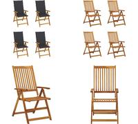 vidaXL Chaise à haut dossier Réglable 4 pièces avec coussins Bois massif Acacia - Chaise de jardin - Chaises de jardin en bois - Chaises de jardin en bois