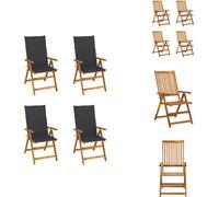vidaXL Chaise à haut dossier Réglable 4 pièces avec coussins Bois massif Acacia - Chaises de jardin