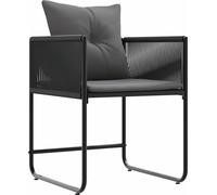vidaXL Chaise avec coussin, rotin PE, noir et anthracite, lot de 4