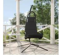 vidaXL Chaise de jardin suspendue avec coussin Gris foncé, tissu Oxford, acier