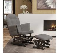 vidaXL Chaise Berçante avec Repose-pied Gris Foncé