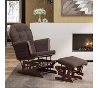 vidaXL Chaise berçante avec repose-pied - Marron Tissu