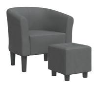 vidaXL Fauteuil cabriolet avec repose-pied, accoudoirs, dossier, siège rembourré – Gris foncé tissu
