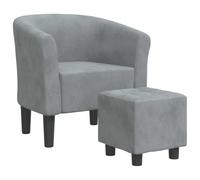 vidaXL Fauteuil cabriolet avec repose-pied, accoudoirs, dossier, siège rembourré, velours gris foncé