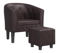 vidaXL Fauteuil Cabriolet avec Repose-Pied, Chaise avec Accoudoirs, Canapé avec Dossier, Siège Rembourré Salon Chambre, Moderne, Marron Similicuir