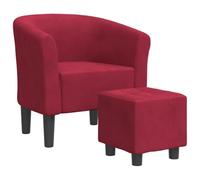 vidaXL Fauteuil Cabriolet avec Repose-Pied, Chaise avec Accoudoirs, Canapé avec Dossier, Siège Rembourré Salon Chambre, Rouge Bordeaux Velours